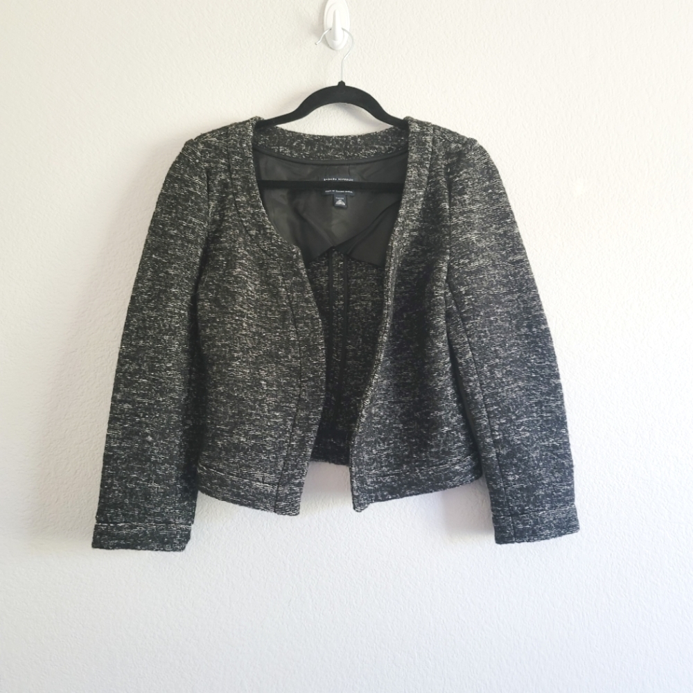 Banana Republic Petite Black Wool Blend Crop Blazer